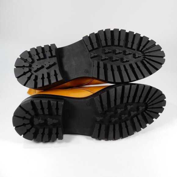 Miz Mooz Levona Chelsea Boots Size 38 7.5 8 Lug Sole Ochre Yellow Leather NEW - Picture 13 of 15